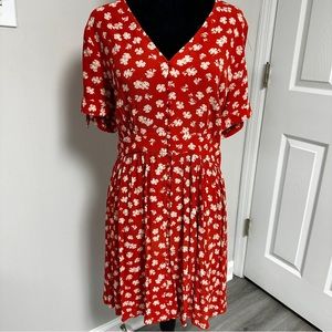 Madewell Button Front Tie Sleeve Retro Dress In Dress In Happy Hibiscus Size 10